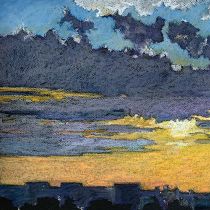 Sunset on Sady II, oil pastels, 35 x 70 cm, 2020